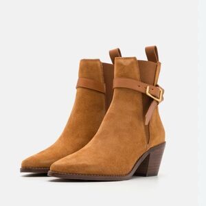 Zadig & Voltaire Tyler Suede pointed toe Western heeled Ankle Bootie FR 39/US 8